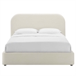 Maklaine Performance Velvet Curved Full Platform Bed in Alabaster