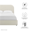 Maklaine Performance Velvet Curved Full Platform Bed in Alabaster