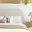 Maklaine Performance Velvet Curved Full Platform Bed in Alabaster