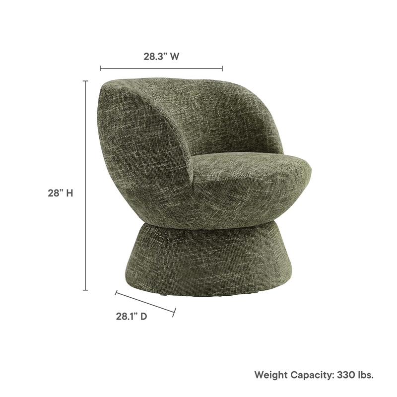 Maklaine Contemporary Chenille Fabric Upholstered Swivel Chair in Basil