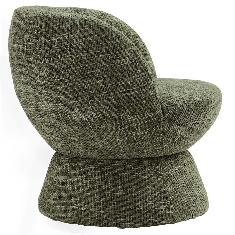 Maklaine Contemporary Chenille Fabric Upholstered Swivel Chair in Basil