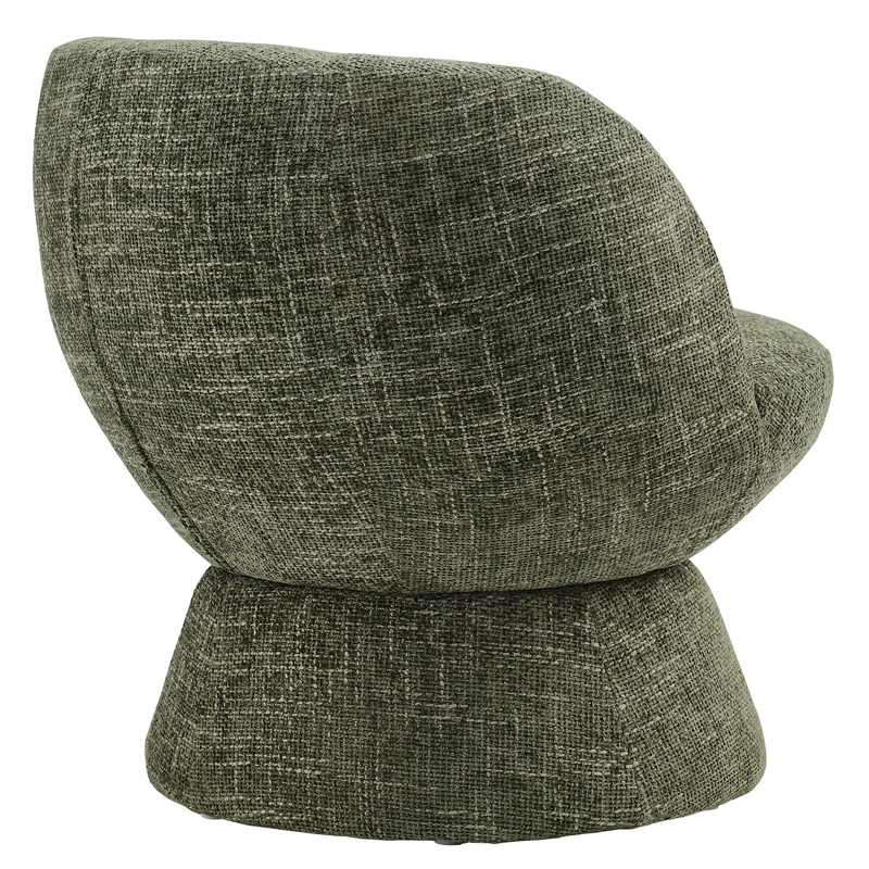 Maklaine Contemporary Chenille Fabric Upholstered Swivel Chair in Basil
