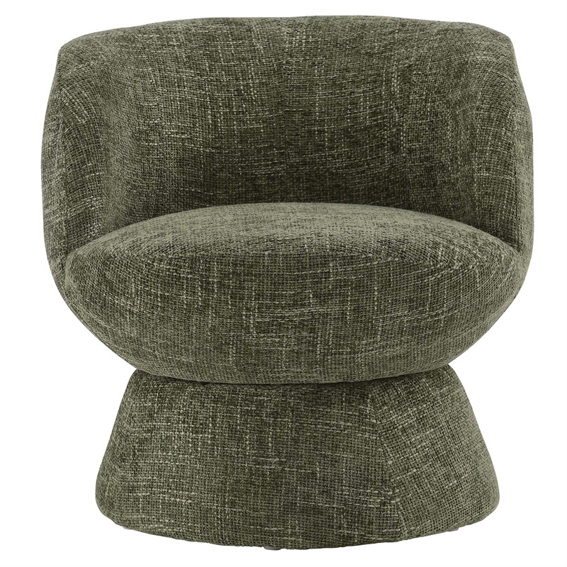 Maklaine Contemporary Chenille Fabric Upholstered Swivel Chair in Basil