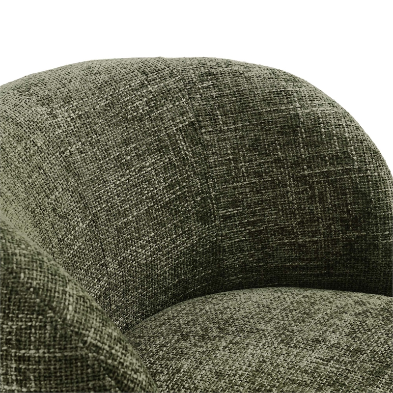 Maklaine Contemporary Chenille Fabric Upholstered Swivel Chair in Basil