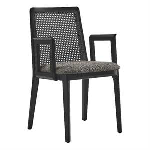 Maklaine Contemporary Dense Foam Padding Dining Armchair in Black Black Gray