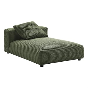 Maklaine Modular Corduroy Upholstered Armless Chaise Lounge in Fern