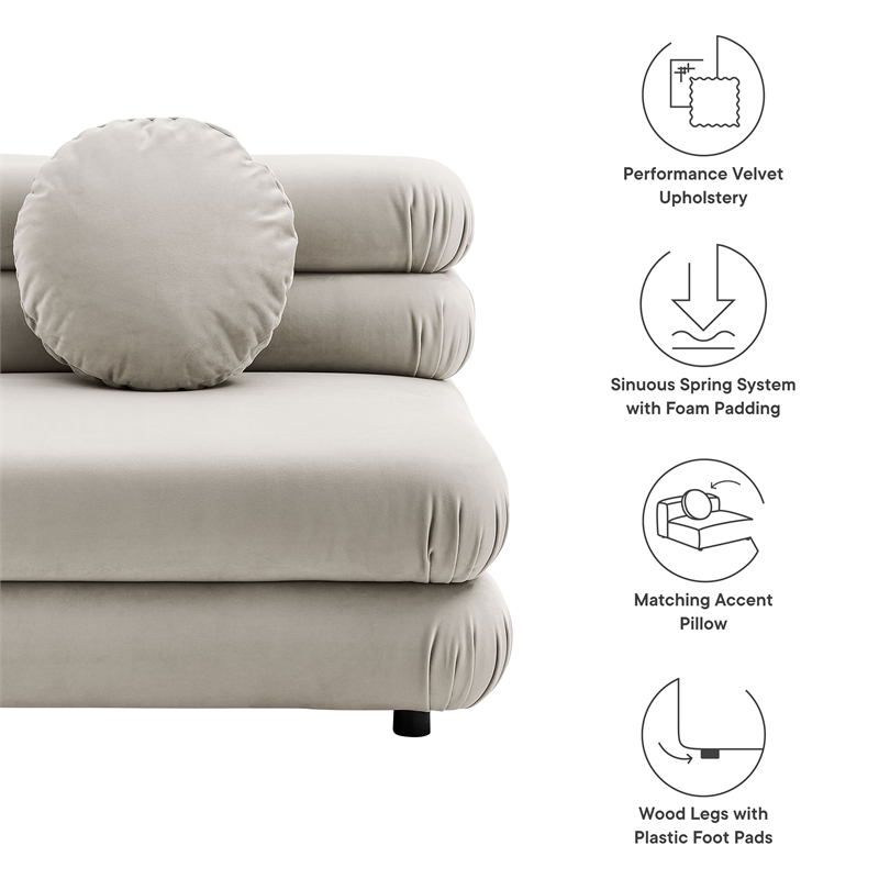 Maklaine Contemporary Dense Foam Padding Armless Chair in Almond