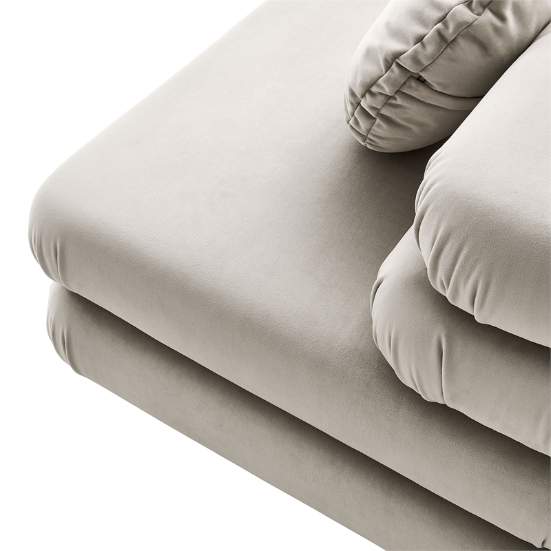 Maklaine Contemporary Dense Foam Padding Armless Chair in Almond
