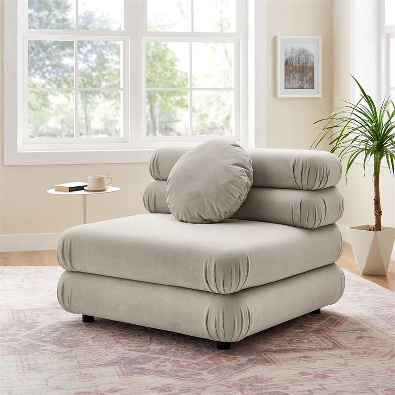 Maklaine Contemporary Dense Foam Padding Armless Chair in Almond