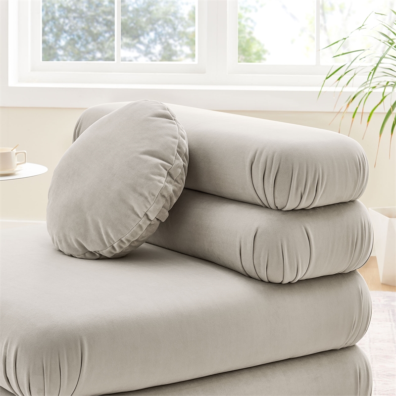 Maklaine Contemporary Dense Foam Padding Armless Chair in Almond