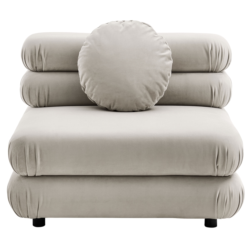 Maklaine Contemporary Dense Foam Padding Armless Chair in Almond
