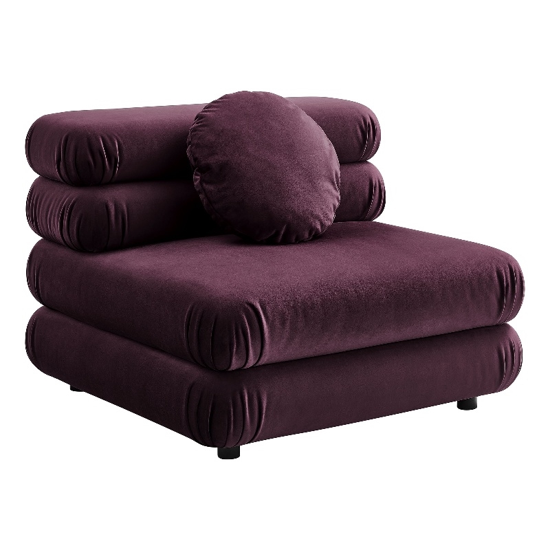 Maklaine Performance Velvet Upholstered Armless Chair in Mulberry