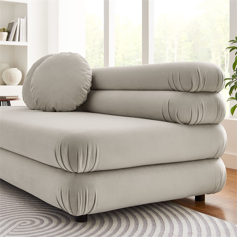 Maklaine Contemporary Dense Foam Padding Armless Loveseat in Almond