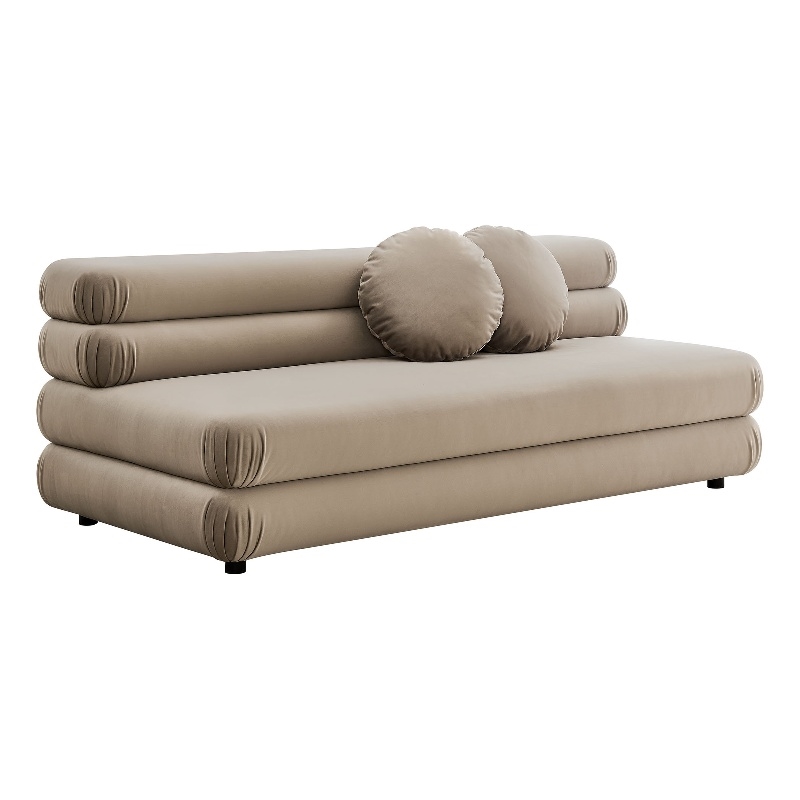 Maklaine Contemporary Dense Foam Padding Armless Loveseat in Taupe