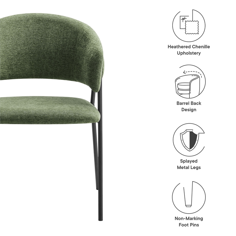 Maklaine Contemporary Dining Chairs Set of 2 in Eucalyptus Black