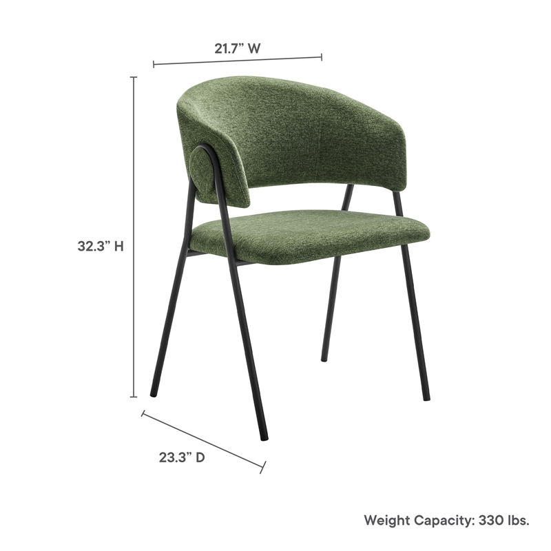 Maklaine Contemporary Dining Chairs Set of 2 in Eucalyptus Black
