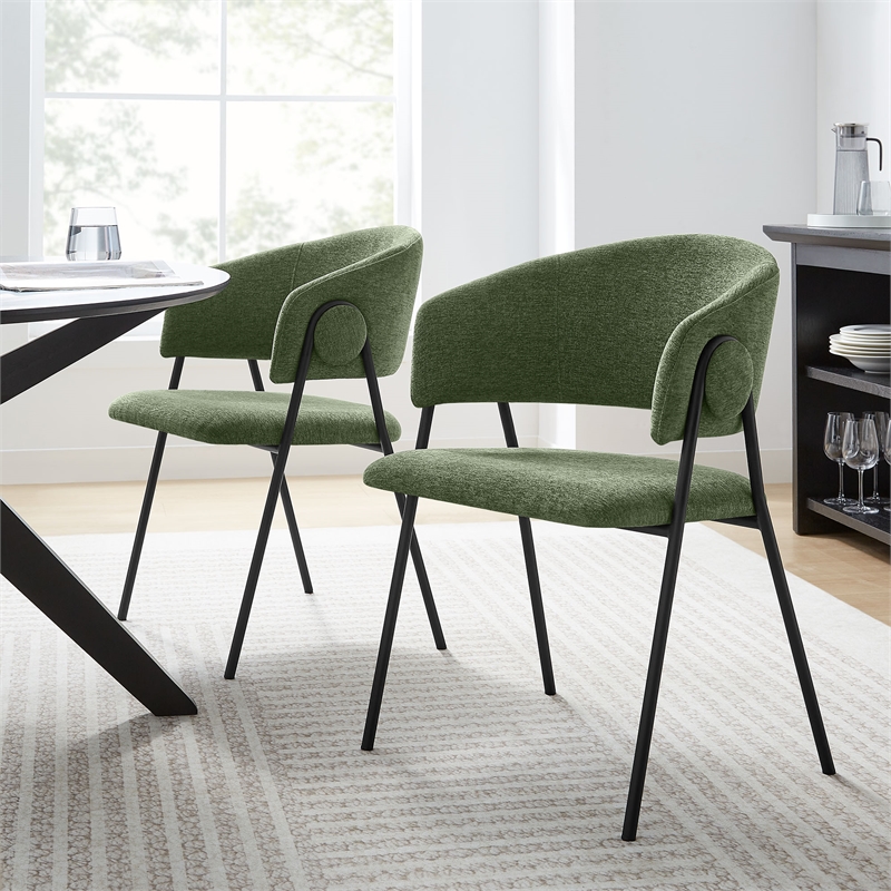 Maklaine Contemporary Dining Chairs Set of 2 in Eucalyptus Black