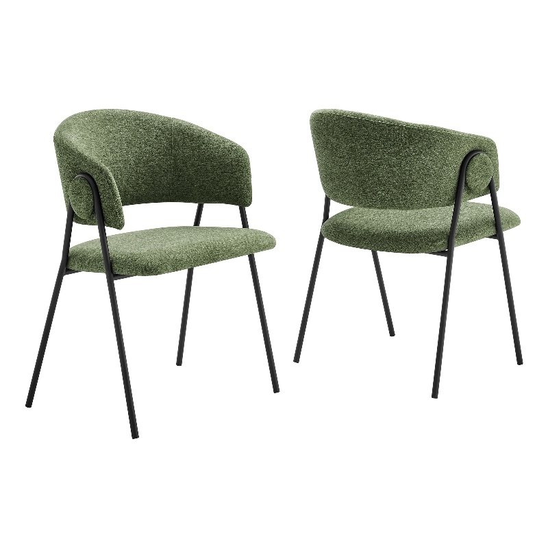 Maklaine Contemporary Dining Chairs Set of 2 in Eucalyptus Black