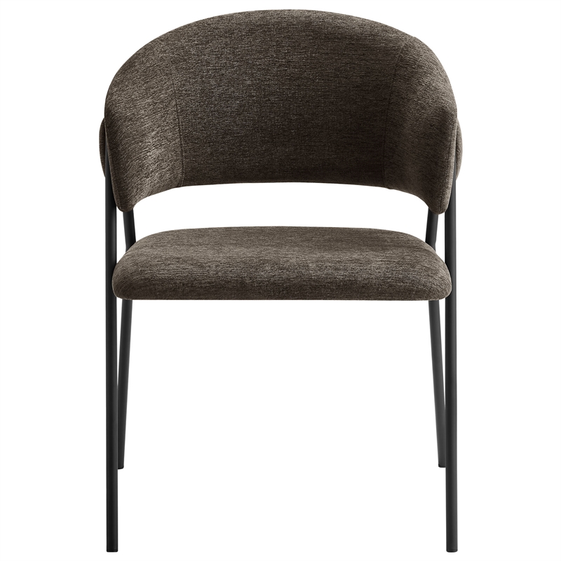 Maklaine Contemporary Upholstered Dining Chairs Set of 2 in Java Black
