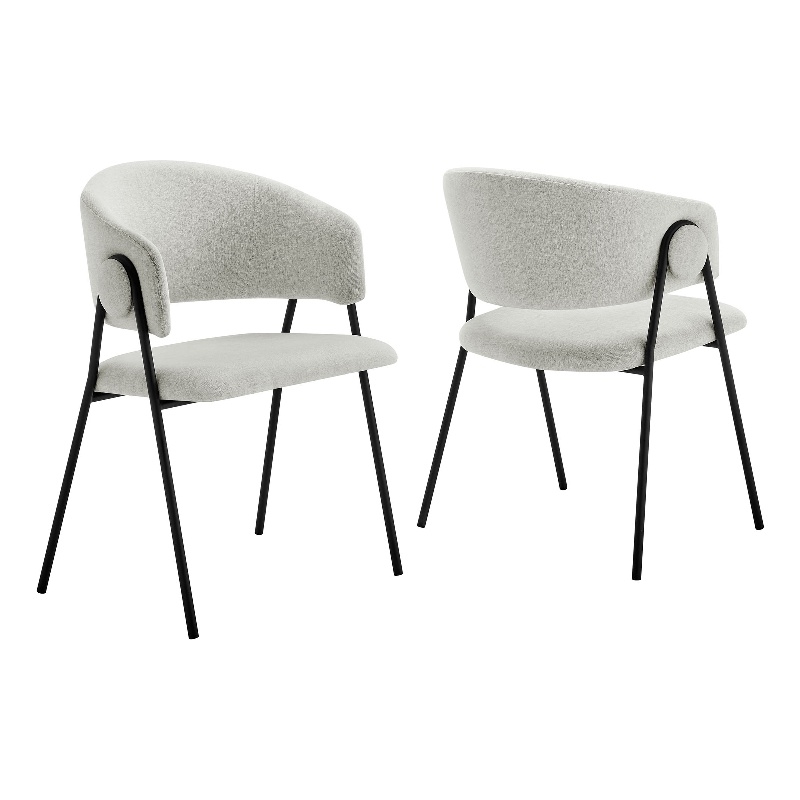 Maklaine Contemporary Dining Chairs Set of 2 in Newsprint Black