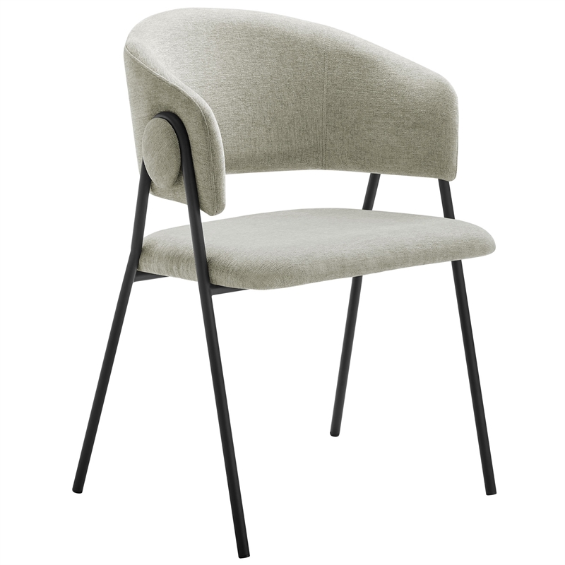 Maklaine Contemporary Upholstered Dining Chairs Set of 2 in Taupe Black