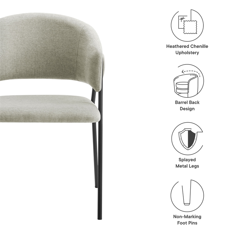 Maklaine Contemporary Upholstered Dining Chairs Set of 2 in Taupe Black