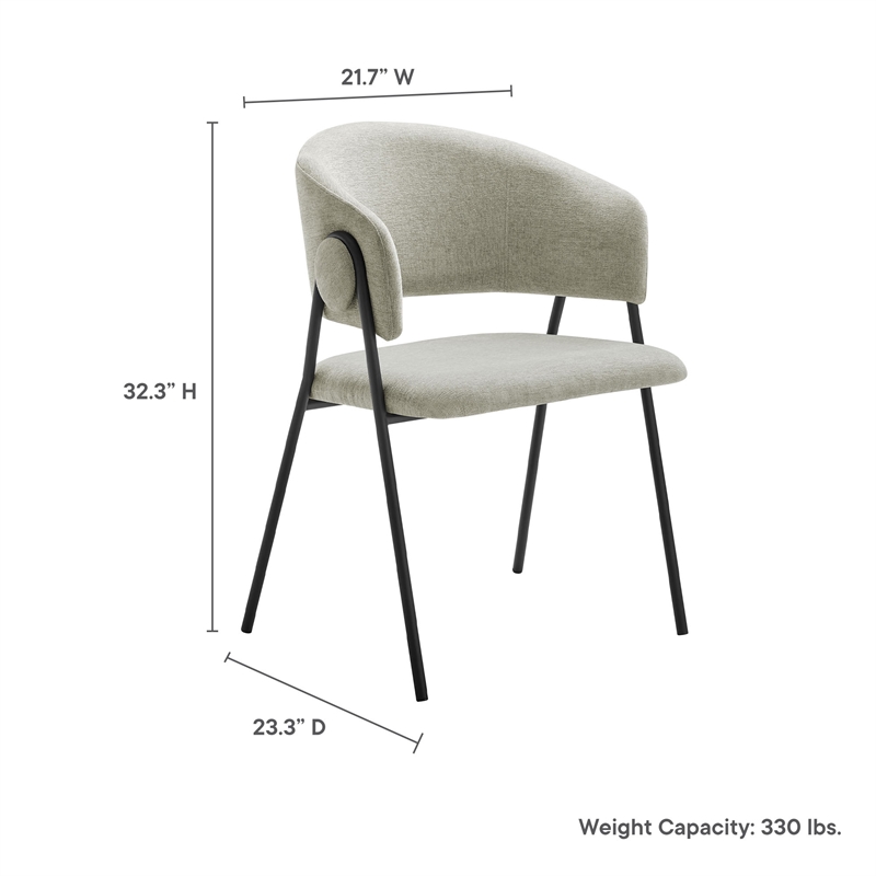 Maklaine Contemporary Upholstered Dining Chairs Set of 2 in Taupe Black
