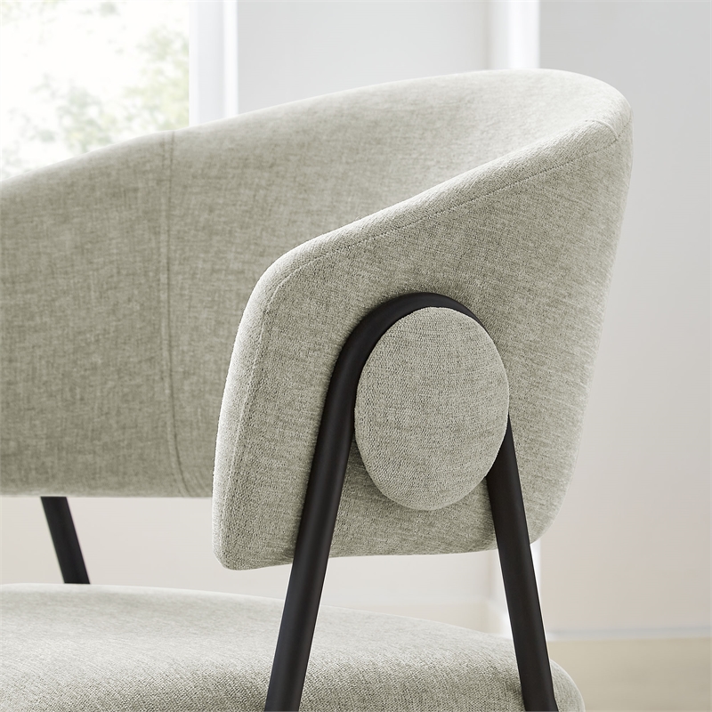 Maklaine Contemporary Upholstered Dining Chairs Set of 2 in Taupe Black