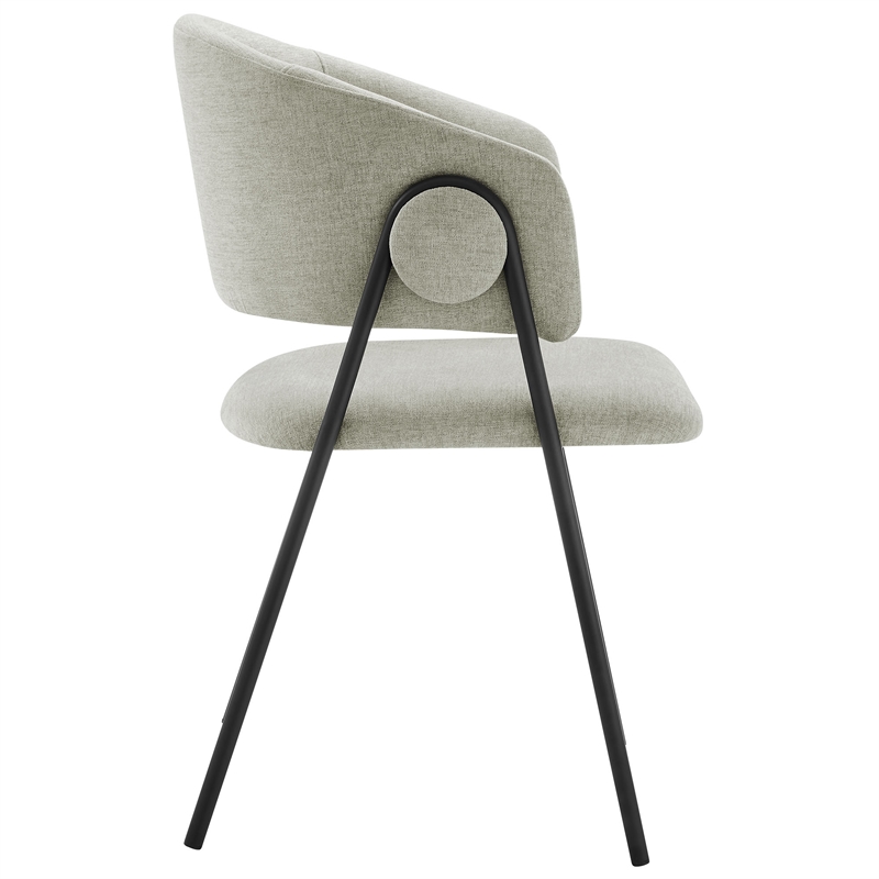 Maklaine Contemporary Upholstered Dining Chairs Set of 2 in Taupe Black