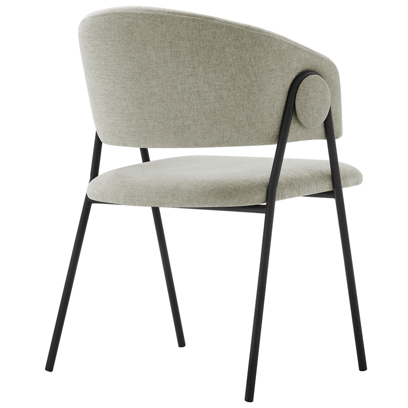 Maklaine Contemporary Upholstered Dining Chairs Set of 2 in Taupe Black