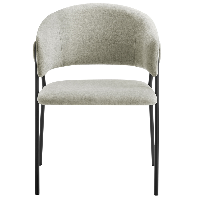 Maklaine Contemporary Upholstered Dining Chairs Set of 2 in Taupe Black