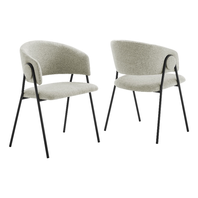 Maklaine Contemporary Upholstered Dining Chairs Set of 2 in Taupe Black