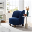 Maklaine Contemporary Performance Velvet Accent Chair in Midnight Blue Walnut