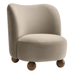 Maklaine Contemporary Performance Velvet Accent Chair in Taupe Walnut