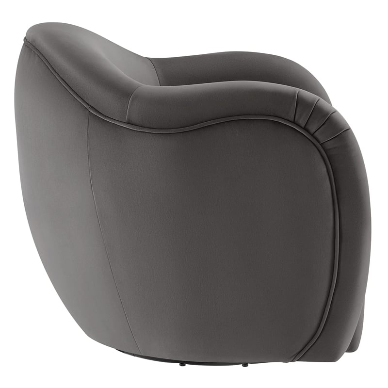 Maklaine Contemporary Performance Velvet Swivel Armchair in Storm Gray