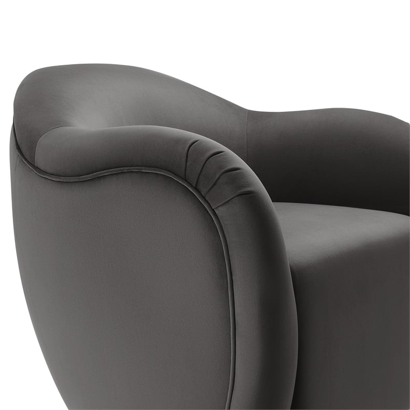 Maklaine Contemporary Performance Velvet Swivel Armchair in Storm Gray