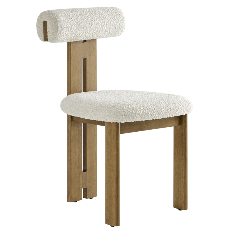 Maklaine Contemporary Dining Chair Set of 2 in French Oak Ivory