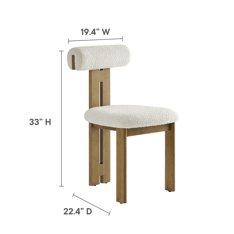 Maklaine Contemporary Dining Chair Set of 2 in French Oak Ivory