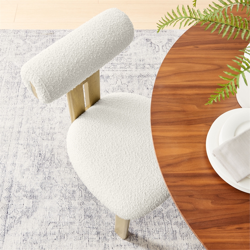 Maklaine Contemporary Dining Chair Set of 2 in French Oak Ivory
