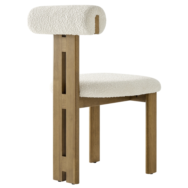 Maklaine Contemporary Dining Chair Set of 2 in French Oak Ivory