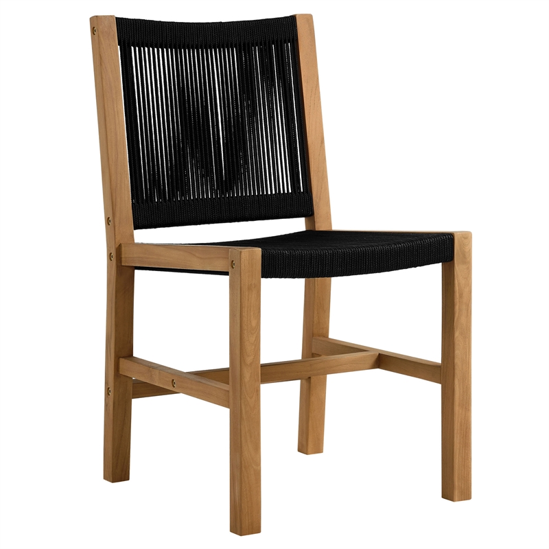 Maklaine 5-Piece Dining Set with Armless Chairs in Natural Black