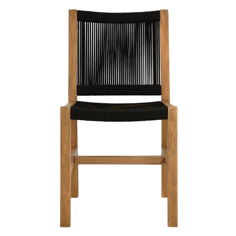 Maklaine 5-Piece Dining Set with Armless Chairs in Natural Black
