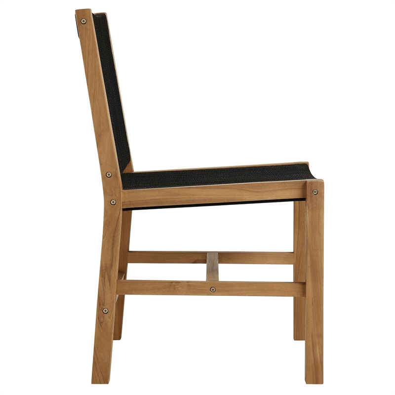 Maklaine 5-Piece Dining Set with Armless Chairs in Natural Black