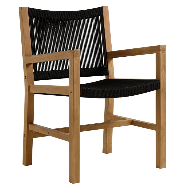 Maklaine Contemporary 5-Piece Dining Set with Armchairs in Natural Black