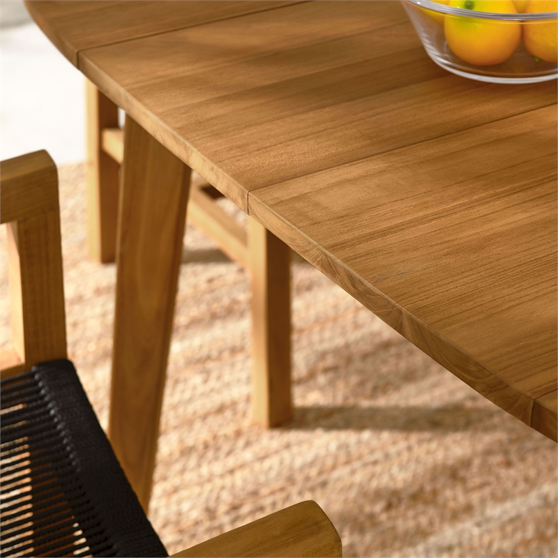 Maklaine Contemporary 5-Piece Dining Set with Armchairs in Natural Black