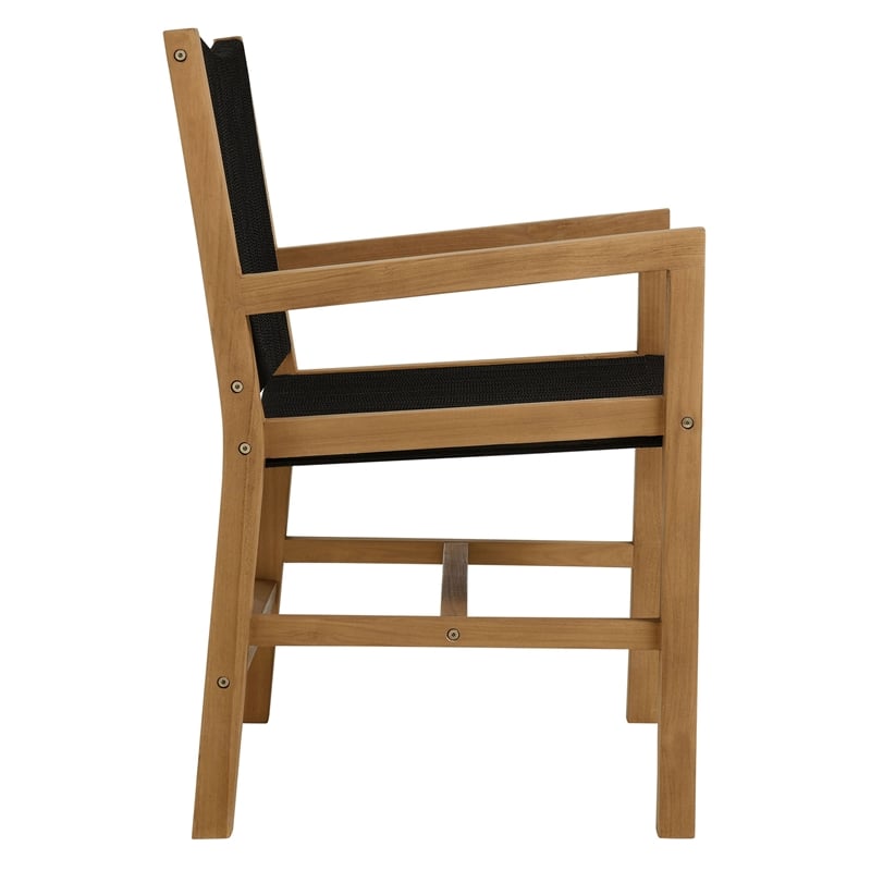 Maklaine Contemporary 5-Piece Dining Set with Armchairs in Natural Black