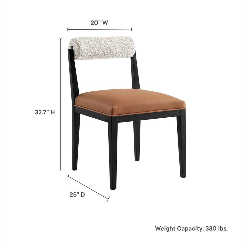 Maklaine Contemporary Ash Wood Frame and Legs Dining Chair in Pearl Tan Black