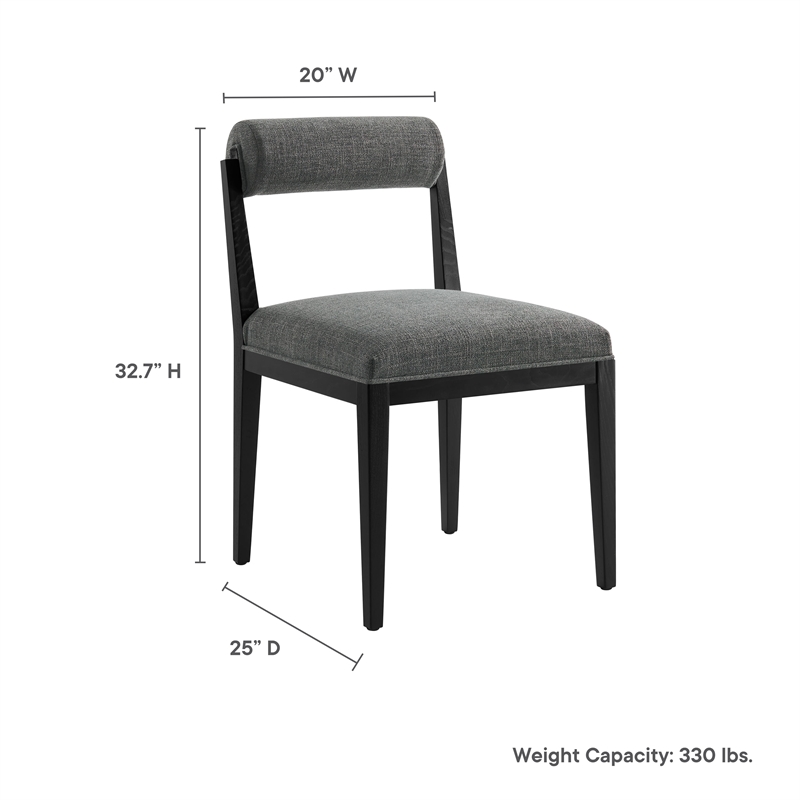 Maklaine Contemporary Ash Wood Frame and Legs Dining Chair in Charcoal Black