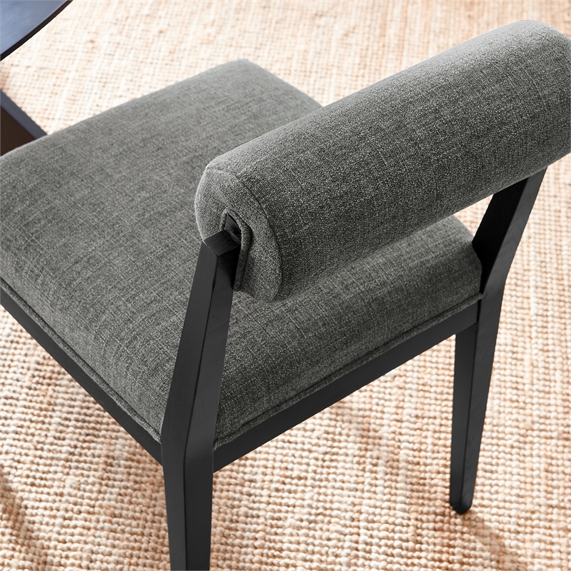 Maklaine Contemporary Ash Wood Frame and Legs Dining Chair in Charcoal Black