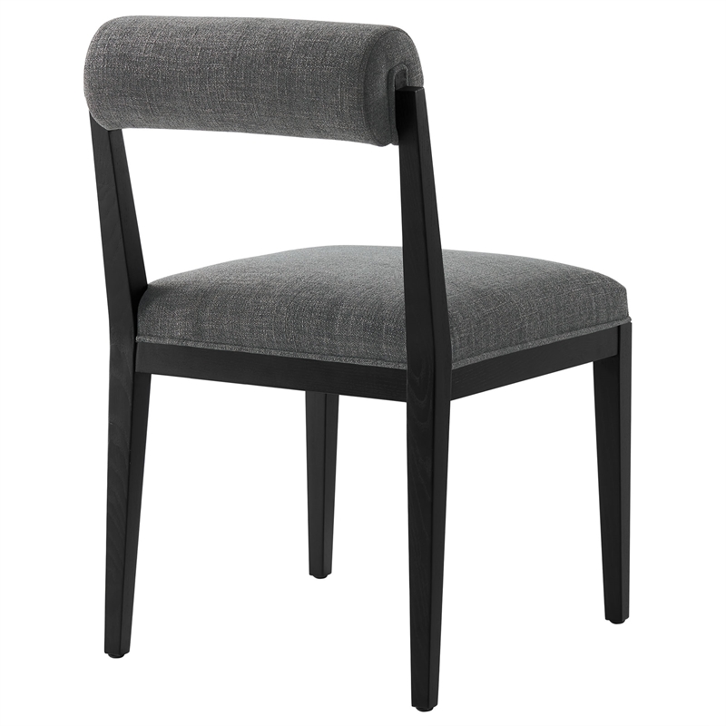 Maklaine Contemporary Ash Wood Frame and Legs Dining Chair in Charcoal Black